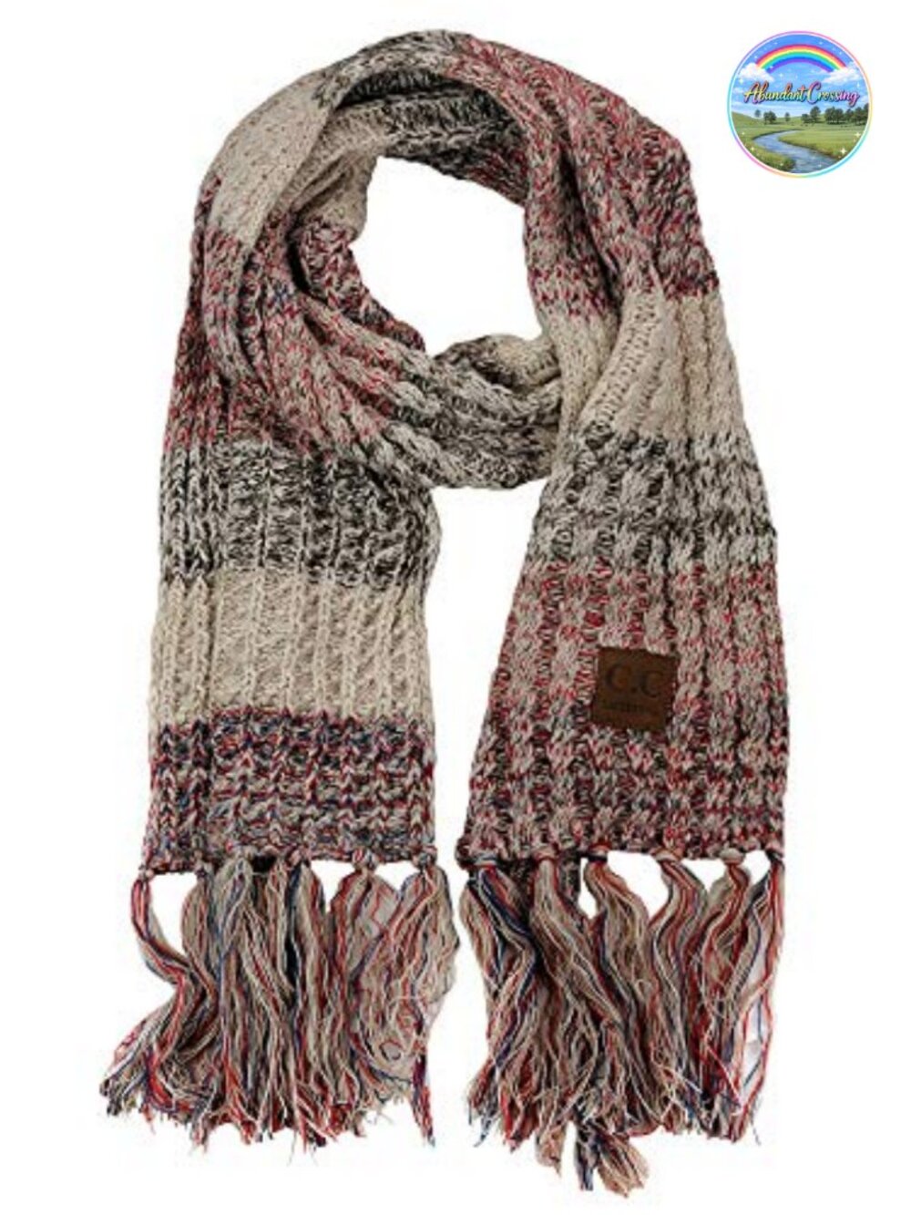Long Cable Knit Shawl Wrap Tassel Scarf 100% Acrylic Chunky Winter